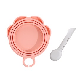 Trumoon Cat Food Can Cover Lids and Spoon Kit, Silicone Lid with Canning Spoon for Cat/Dog Cans. Pet Can Lid with Pet Can Opener for Wet Food(1can Lid & Spoon(Pink))