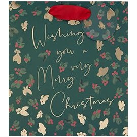 Glick Xmas Gift Bag Berries Holly Medium – Traditional Luxury Illustrated Christmas