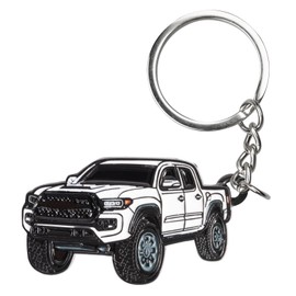 Rislobx Car Keychain for Trucks, Metal Cool Car Models Key Chain Compatible with Tacoma Accessories Keychain with Ring (White)