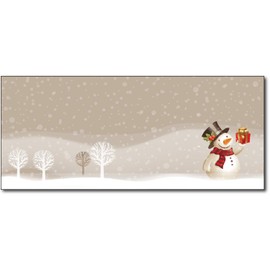 Snowman Present Decorative Winter Mailing Envelopes - #10 Business Letter Size - 80 Christmas Envelopes
