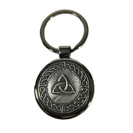 Irish Keychain Stainless Steel & Pewter Trinity Knot Made in Ireland