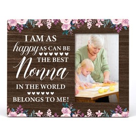 Floral Nana Wood Picture Frame Rustic the Best Nonna in the World Wooden Photo Frame for Tabletop or Wall Display (for 4x6 Photo), Grandma Grandmother Gift