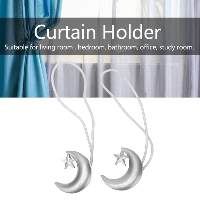 Magnetic Curtain Tiebacks, 2 Pcs Moon Star Shape Curtain Holdbacks