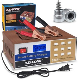 ADPOW Intelligent 3 In 1 Battery Charger With Lcd For 12V 24V Lead Acid Batteries