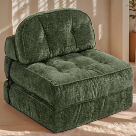 Dowinx Folding Sofa Bed with Pillow, Convertible Comfy Couch Bed for Adults Home Lounge and Gaming, Modern Comfortable Design for Apartment Living Room Bedroom, SIingle, Smooth Velvet, Green