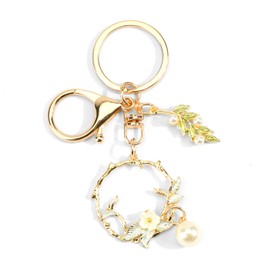 Gallkeat Key Ring Flower with Beads, Kawaii Bag Charm for Women, Aesthetic Bag Charm, Cute Keychain