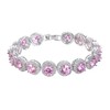 EVER FAITH Wedding Bracelets for Bride Round Pink Cubic Zirconia