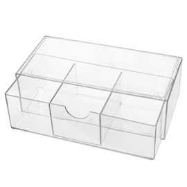 Cosmetic Organiser, Bathroom Organiser Storage Box, Cotton Buds Container, Transparent, 3 Compartments with Drawers, Stackable Dressing Table Organiser for Bathroom, Chest of Drawers, Vanity Organiser