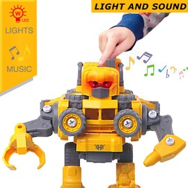 CYZAM Toys for 3 4 5 6 7 8 Year Old Boys, Construction Transforming Robot Kids Toys Cars, STEM Building Toddler Toys for Kids, 5 in 1 Take Apart Toys Christmas Birthday Gifts for Boys Girls Kids