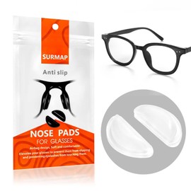SURMAP Eyeglass Nose Pads, Comfort Soft Silicone Glasses Nose Pad, Anti-Slip Heighten Air Chamber Glasses Grips for Eyeglasses and Sunglasses, with Sticky Backing (10 Pairs, Clear)
