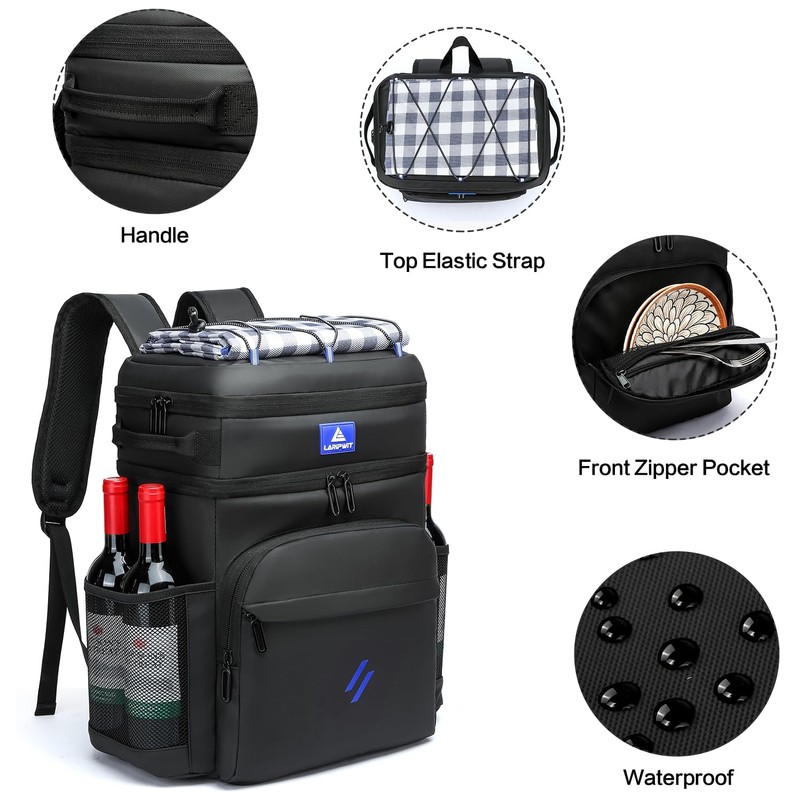 Laripwit 54 Cans Backpack Cooler Insulated Leak-Proof Large Leather Cooler