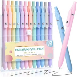 Gel Pens, 12 Pcs 0.5mm Fine Point Aesthetic, Quick Dry No Smudge, Smooth Writing Comfortable Grip, Cute Black Ink for Journaling, School Supplies, Office Desk Accessories
