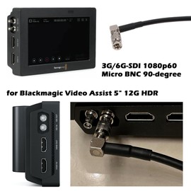 HangTon 6G SDI Video Cable Micro BNC to Female BNC for Blackmagic Video Assist 4K 5" Monitor, Micro Studio Camera 4K G2, Right Angle High Density 1.5m