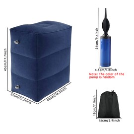 jiuzcare Inflatable Footrest Foot Cushion for Travel, 3 Layers Aeroplane Footrest Cushion, Adjustable Height, Portable Footrest with Eye Mask, Sleeping Mask for Car, Train, Bus, Office, Long Flights,