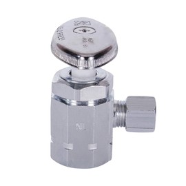 Midline Valve 71112QS-OM-5 Water Supply Stop Valve with Multi-Turn Wheel; Angle Shut-off for Toilet, Sink, Dishwasher, Heater; 1/2'' FIP x 3/8'' Compression; Chrome Plated Brass (5 PK)