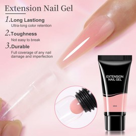 Poly Gel Nail Kit - 3 Colours Clear Nude Poly Nail Extension Kit - Nail Builder Gel Kit with Slip Solution for Polygel Nails - Polygel Nail Kit Nail Art DIY for Women