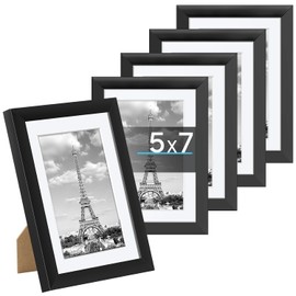 Marcos de Fotos de 5x7 Pulgadas, Juego de 5 Marco de Fotos Personalizado Certificado Documento Imágenes Familiares Pantalla, para La Decoración de La Galería de La Hogar（Negro）