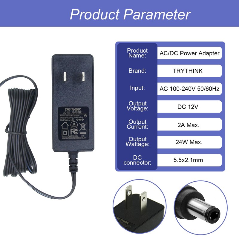 12V 2A 24W Power Supply Adapter with 11 Interchangeable Jacks
