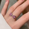 xdlhghe Bow Ring for Women Silver Pink Crystal Adjustable Dainty