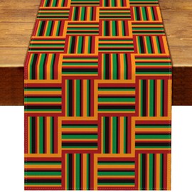Sunwer Kwanzaa Table Runner Kente Pan Afro Africa American Juneteenth Heritage Festival Holiday Party Decoration Home Kitchen Dining Room 13 X 72inch