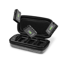 FULAIM Wireless Lavalier Microphone with Charging Case, Dual Channel System, 164ft Transmission Range, 12-Hour Battery Life