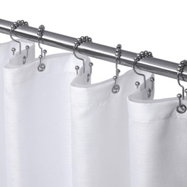 Lameirose 3 in 1 Shower Curtain Set, 72x84 White Shower Curtain and Liner Set with 12 Double Sided Shower Curtain Hooks, Cloth Shower Curtains for Bathroom,Waterproof