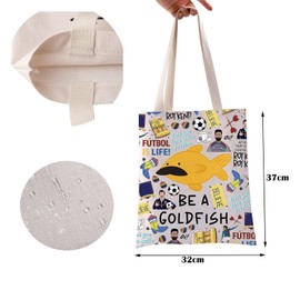 ZJXHPO TV Show Quote Tote Bag Be A Goldfish Reusable Grocery Shopping Bag Movie Shoulder Bag Football Lover Gift (Goldfish Tote)