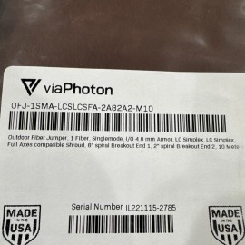viaPhoton Outdoor Fiber Jumper 2 Fiber SM Armor LC Uniboot-LC Duplex #B12