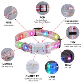 YUSHANG Buckle Glow Dog Collar Light,Adjustable Flashing LED Dog Collar Rechargeable Waterproof,Light Up Dog Collars Lights for Medium、Large Dogs-ML(Neck:14.17-24.8")