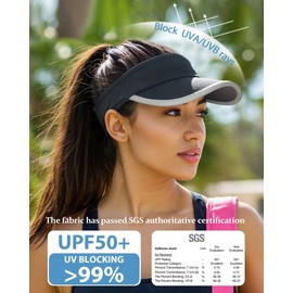 GADIEMKENSD Reflective Sun Visor for Women, UPF 50+, Lightweight and Breathable for Running, Tennis, Golf, Outdoor Sports, black