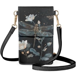 AZULCUSTO Dragonfly Cell Phone Purses for Women Crossbody Bag Wear Resistant Leather Sling Bag for Women Mini Shoulder Messenger Bag for Cell Phone for Work Business Satchel Travel