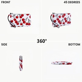 CATSEA Small Wristlet Purse Cherry Wristlet Wallet For Women Trendy Pu Leather Clutch Designer Evening Purse