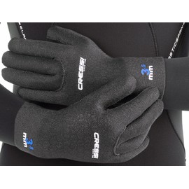 Cressi High Stretch Gloves -Unisex 5-Finger Diving Gloves made of Soft, Single-lined, High-strength Neoprene, 3.5mm, Black/Blue Logo, L