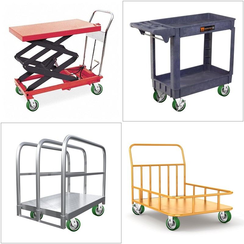 LONGRUNFORU 5" x 2" Industrial Casters, Polyurethane on Aluminum Wheel,