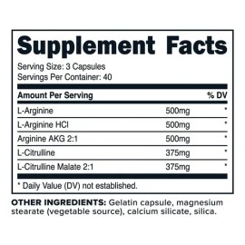 Óxido Nítrico PrimaForce 2250mg 120 Cápsulas Aminoácidos Sin Sabor Vegano