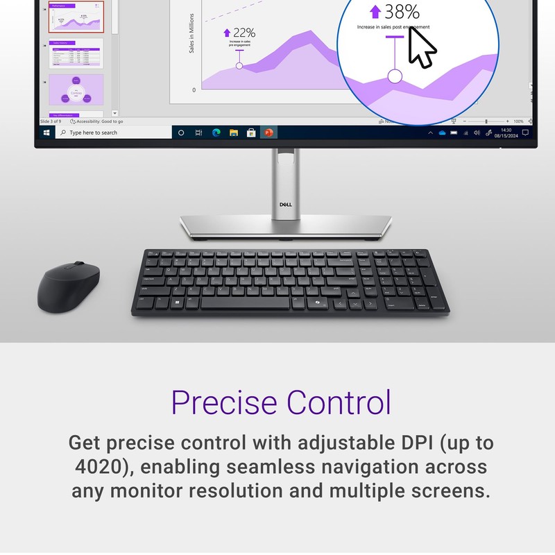 Dell MS355 Silent Mouse - Programmable scroll wheel, Secure dual-mode
