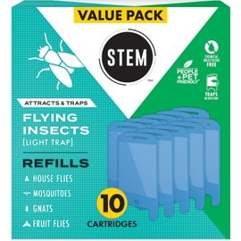 STEM Light Trap Refill Cartridges, Indoor Fruit Fly Trap, Effective Insect Control for Home, Attracts and Traps Flying Insects, Compatible with STEM Light Trap, 10 Count