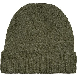 styleBREAKER 04024192 Women's Knitted Hat with Diamond Shaped Ribbed Pattern and Wide Cuff, Fine Knit Hat, Knitted Beanie, olive