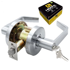 HISAFE Keyed Entry Commercial Lever with Push Button&Turn Button Lock, Grade 2 Commercial Door Handle, Heavy Duty, Fire Rated Door Lever, 2-3/4inch Backset