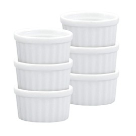 HIC Kitchen Mini Butter Crock Ramekin, Fine Porcelain, For Serving Butter, Condiments, Toppings, 1-Ounce Capacity, Set of 6