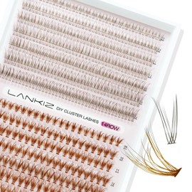 LANKIZ Fluffy Individual Lashes, Brown 12D+20D Wispy Lash Clusters 3D Natural Look Eye Lash Extensions for DIY Makeup Cluster Eyelash Extensions, Vegan Faux Mink Lashes