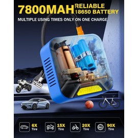 Auxpower Tire Inflator Portable Air Compressor, Powerful 150PSI & 4X Faster Inflation, Cordless Air Pump with Auto-Shutoff, Tire Pump with 7800mAh Battery &12V DC Corded for Car/Motor/Bike/Ball