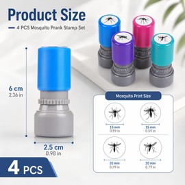 4 PCS Mosquito Stamp Prank Set, 4 Different Bug Patterns with Random Colors, Smashed Mosquito Smack Stamp Prop for Funny Gag Tricks