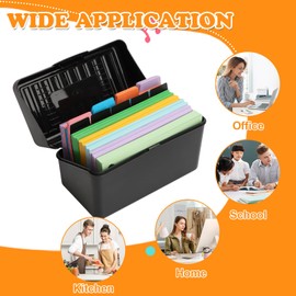 Index Box Box, Flashcard Box Black Including 300 Index Cards (12.7 x 8.8 cm/12.7 x 7.6 cm), 6 Rings 5 Dividers 6 Stickers for On the Go Learning Notes School Supplies Office Home