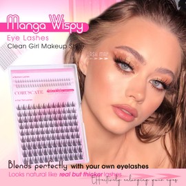CORUSCATE Natural Lash Clusters with Bottom Lashes Wispy Cluster Eyelash Extensions Short 11-13mm Natural Look Lash Extension Bottom Lash Clusters Spiky for Clean Girl Makeup DIY Individual Lashes