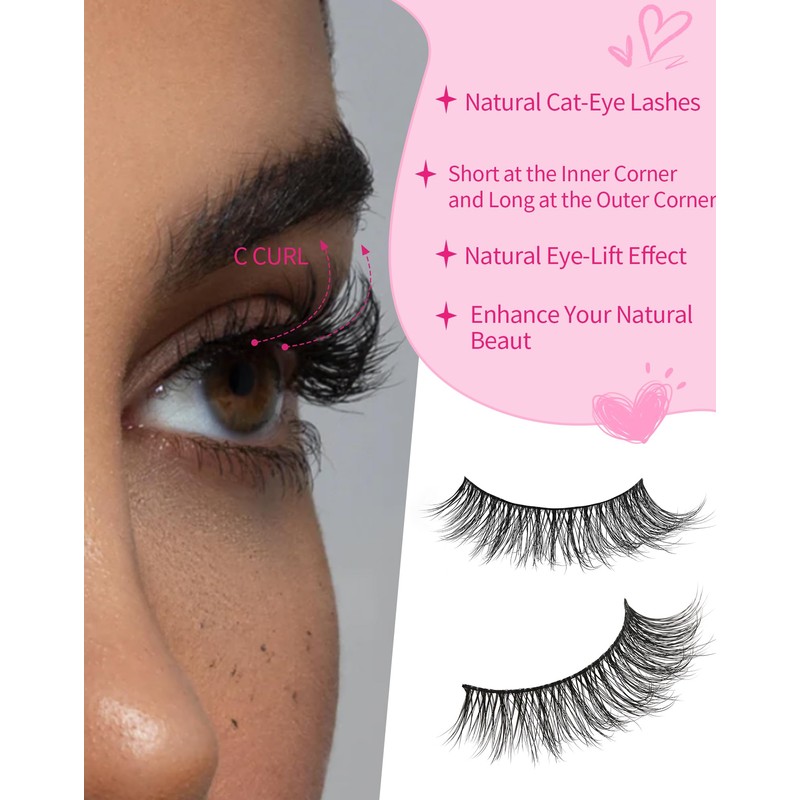 Cat Eye Lashes Light Short Eyelashes Natural Look Thin Band