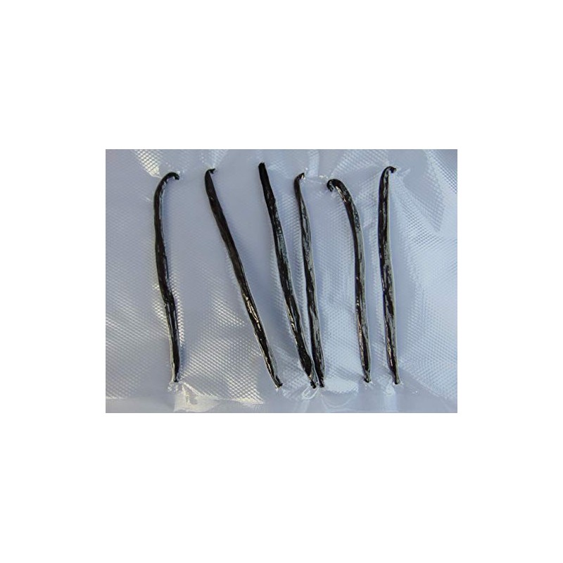 Premium Vanilla Beans, 6 Pieces, 15-16 cm Long, Packed in