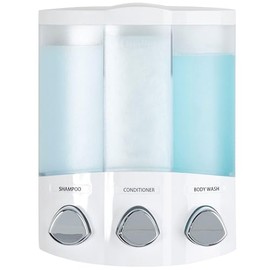 Euro Series Trio Dispensador de jabón y regadera de tres cámaras, cromo, Blanco, 3-Chamber, 1, 1