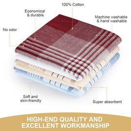 URAQT Men's Handkerchiefs, 40 cm x 40 cm, Men's Handkerchiefs, Checked Pattern, Reusable, Wedding and Men's Gifts, 12 pieces (6 colour-b)