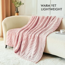 lifein Throw Blanket for Couch - Soft Boho Bed Throw Blanket, Fleece Cozy Blanket, Cute Fluffy Lightweight Blankets&Throws for Sofa,Chair,Home Decor,Woman(50x60in,Pink)